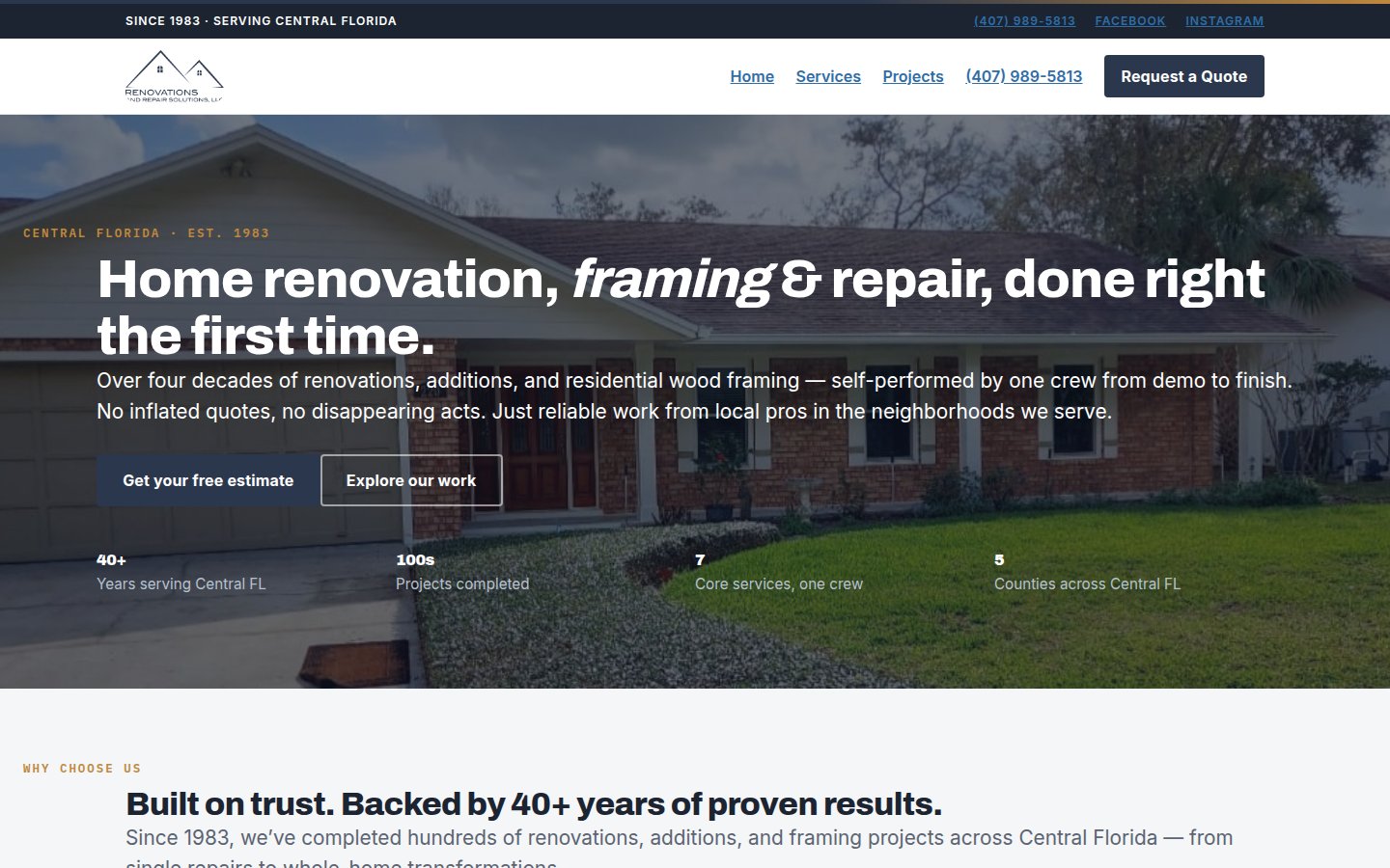 Renovations and Repair Solutions — new site build in progress